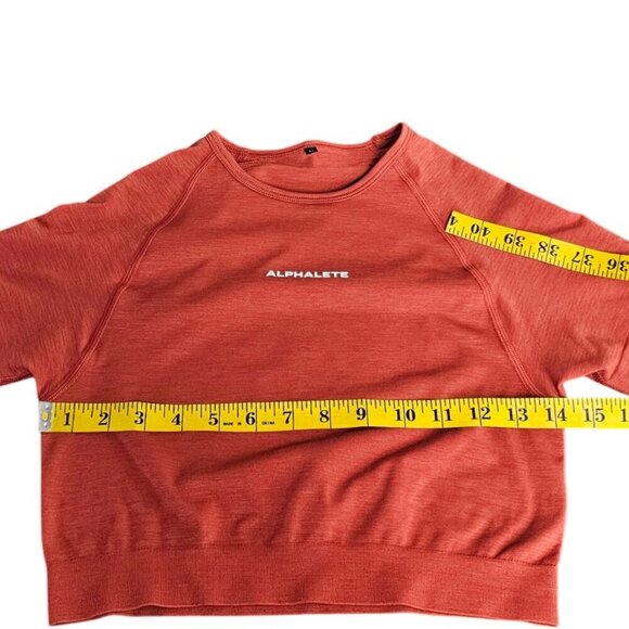 Alphalete Womens Amplify Short Sleeve Crop Top, Lightweight, Orange, Size Medium - Picture 7 of 9